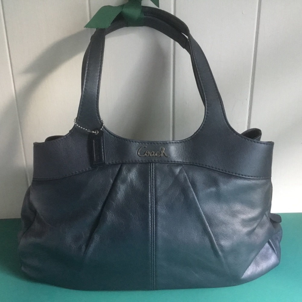Coach Lexi Blue Graphite Leather Handbag